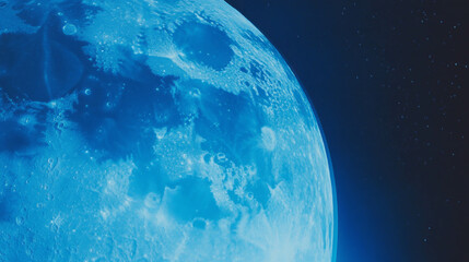 Wall Mural - Vibrant cyan moon texture against starry night sky