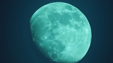 Wall Mural - Lunar exploration concept with teal-toned moon texture for artistic design