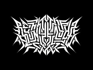 Wall Mural - unreadable death metal band logo wallpaper. White foreground, black background.