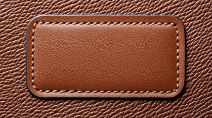 Embossed Elegance: A close-up captures the rich texture of embossed leather, a rectangle patch is stitched onto another surface