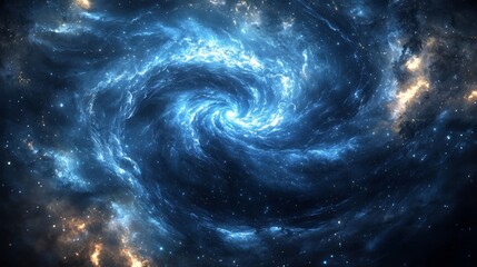Nebula whirlpool in deep space, swirling cosmic cloud formations art