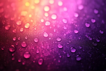 Poster - Colorful water droplets create a vibrant display on a dark surface during a rainy evening