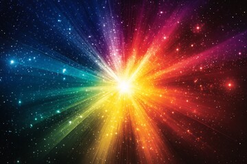 Aufkleber - Colorful explosion of light and energy fills the cosmic space with vibrant hues and radiating beams