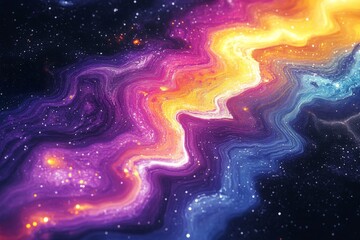 Aufkleber - Colorful cosmic swirl captures the beauty of a galaxy in motion with vibrant patterns and starry background