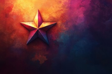 Poster - Colorful star graphic filled with vibrant hues and intricate details in a digital art style