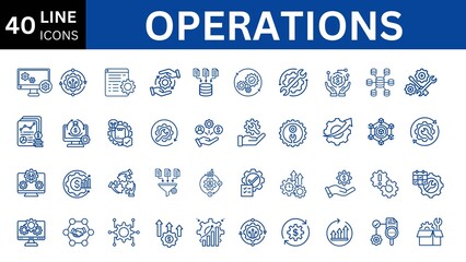 operations editable line icon set. 