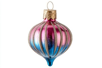 Poster - Brightly colored glass ornament with intricate design displayed for holiday decoration near a cozy fireplace