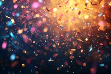 Poster - Colorful confetti and sparkling lights create a festive atmosphere at a nighttime celebration