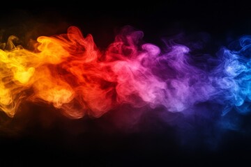 Poster - Colorful smoke swirls in vibrant hues of orange, red, pink, purple, and blue against a dark background