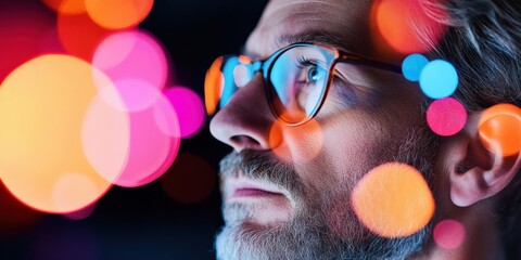 Fototapete - Hyper-Realistic Data Visualization Innovative Tech Professional Exploring Next-Gen Analytics with Immersive Multicolor Bokeh Aesthetic - Cutting-Edge Digital Insight Representation