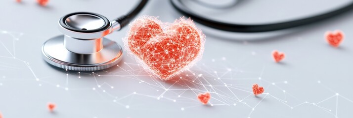 Aufkleber - Compassionate Care Visualization Digital Heart Health Innovation with Holographic Stethoscope - Empathetic Medical Technology Transforming Patient Experience