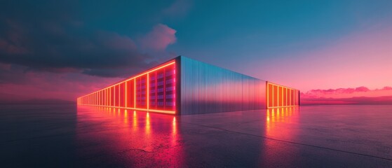 Aufkleber - Cybernetic Horizon Luminescent Data Architecture Showcasing Next-Gen Digital Infrastructure with Immersive Neon Technological Aesthetic and Futuristic Design Visualization