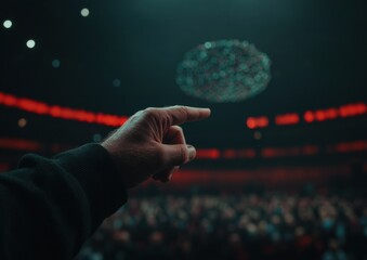 Poster - Futuristic Data Interaction AI-Powered Gesture Control in Immersive Tech Presentation - Cutting-Edge Corporate Innovation for Next-Gen Digital Experiences