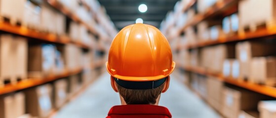 Fototapete - Future-Forward Logistics Blockchain Warehouse Innovation with AI Safety Visualization - Next-Gen Supply Chain Management through Immersive Technological Precision