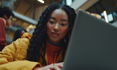 Aufkleber - Immersive AI Collaboration Gen Z Student Exploring Digital Learning Frontiers in Modern Academic Innovation - Hybrid Education Technology Empowerment