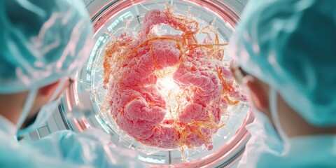 Poster - Precision Biotech Revolution Advanced Microscopic Cellular Imaging with AI-Enhanced Visualization Revealing Intricate Organic Structures in Next-Generation Medical Research