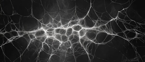 Wall Mural - Abstract black and white background with a network of glowing lines. Ideal for scientific or technological projects.