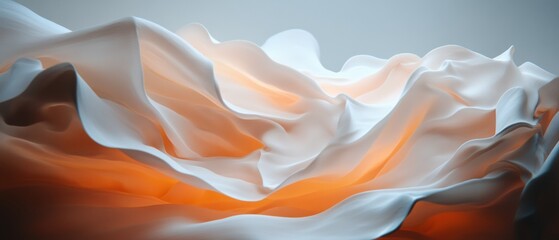 Poster - Ethereal Fluid Dynamics Immersive Minimalist Abstract with Golden Sunset Hues - Contemporary Digital Art Exploring Organic Motion and Spatial Design Transformation