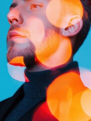 Poster - Chromatic Masculinity Vibrant Digital Portrait of Contemporary Male Identity with Bold Color Gradient and High-Contrast Fashion Styling for Gen Z Visual Branding