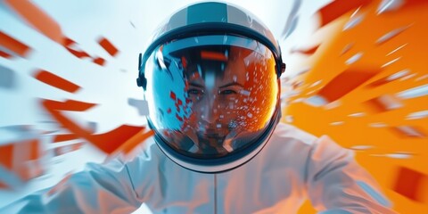 Fototapete - Immersive Digital Frontier Next-Gen Extended Reality Exploration with Futuristic Astronaut Visualization - Cutting-Edge XR Innovation for Tech Pioneers