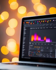 Aufkleber - AI-Powered Digital Analytics Sleek Laptop Dashboard Revealing Cutting-Edge Marketing Performance Insights for Data-Driven Business Transformation