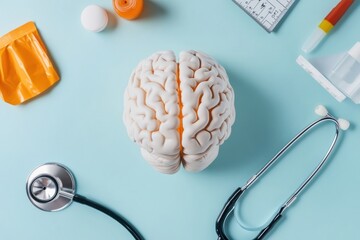 Aufkleber - Neurotechnology Visualization Precision Brain Model with Medical Diagnostics - Innovative Cognitive Health Solutions for Modern Healthcare Insights and Digital Wellness Exploration