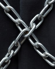 Poster - Industrial Metallic Connectivity High-Contrast Chain Link Macro Exploring Strength, Resilience, and Structural Design Innovation