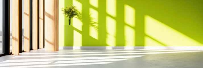 Poster - Biophilic Workspace Design Minimalist Green Interior with Natural Light, Architectural Shadows, and Modern Wellness Aesthetic for Productive Environments