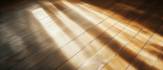 Leinwandbilder - Minimalist Workspace Illumination Warm Oak Flooring with Dynamic Sunlight Patterns - Productivity Design and Architectural Wellness Inspiration