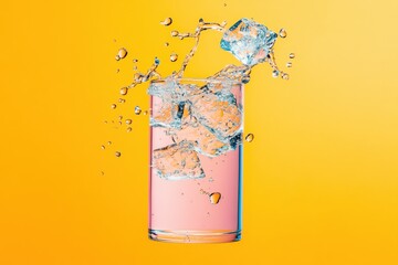 Aufkleber - Vibrant Hydration Burst Dynamic Water Splash Beverage with Pop Art Color Blocking for Digital Marketing and Millennial Lifestyle Content