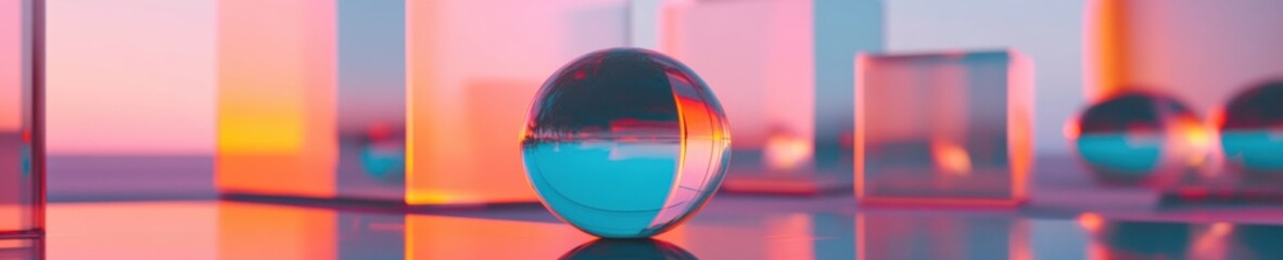 Aufkleber - Gradient Geometric Leadership Minimalist Blue Sphere Disrupting Corporate Paradigms with Chromatic Innovation in Strategic Business Visualization