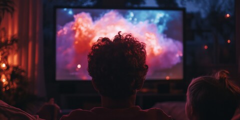Aufkleber - Immersive Digital Living Millennial Smart Home Entertainment with Cinematic AI-Enhanced Streaming Experience - Cutting-Edge Home Technology Visual Narrative