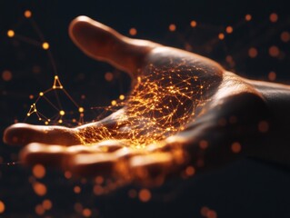 Aufkleber - Futuristic Digital Connectivity AI-Powered Human Interface Visualization Transforming Tech Innovation with Immersive Holographic Neurotechnology Insights