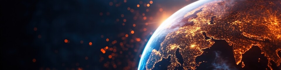 Aufkleber - Quantum Financial Intelligence Global Market Dynamics Visualization with Futuristic Digital Earth Data Mapping - AI-Powered Investment Performance Analytics