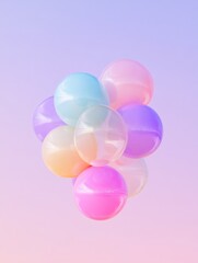 Aufkleber - Soft Gradient Balloon Cluster Ethereal STEM Learning Visualization for Educational Tech Platforms - Minimalist Physics Concept Art in Pastel Palette