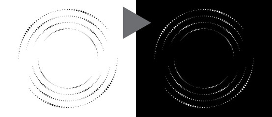 Aufkleber - Abstract background with triangles in circle. Art design spiral as logo or icon. A black figure on a white background and an equally white figure on the black side.