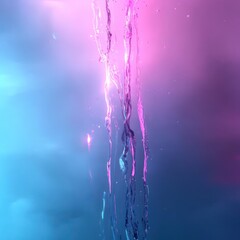 Poster - Abstract Pink And Blue Liquid Flowing Down With Vibrant Lighting