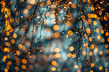Wall Mural - tree with lights on it, creating a warm and cozy atmosphere. the lights are scattered throughout the