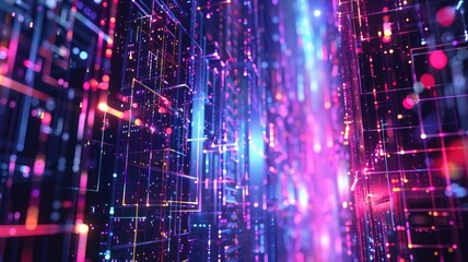 Abstract of digital shape or line and technological cyber style particle design connect in surreal electronic shape designing. High tech scenery express seamless pattern perfect for wallpaper. AIG53.