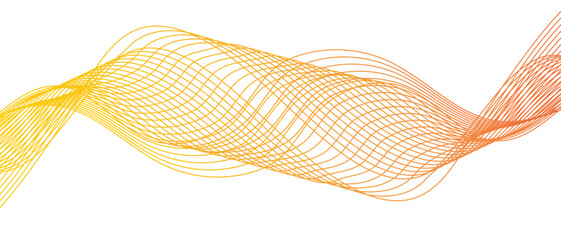 Poster - Abstract yellow gold lines flowing across a white background. Luxury hand drawn and golden texture with gold gradient wavy line. Futuristic energy sound waves technology curve flow wave lines.