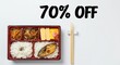 © Joo - minimalist japanese bento lunch box with 70% off sale promotion text