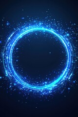 Wall Mural - ethereal luminous circle of glowing particles on dark blue background evoking cosmic energy and futu