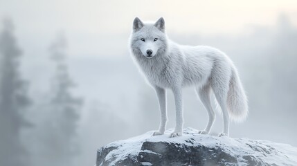 Wall Mural - arctic wolf in snowy landscape