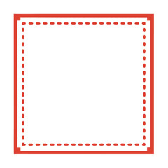 Wall Mural - red square outline: a minimalist design featuring a bold red square outline with a delicate, dotted 