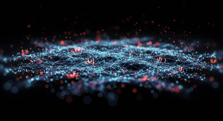 Digital Web: an illustration of digital abstract web shows connection, data processing and cyber security in futuristic style.