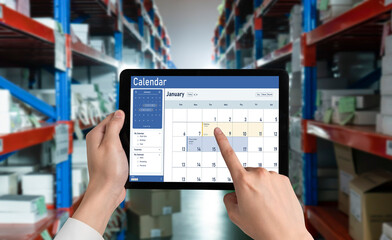 Wall Mural - calendar on computer software application for schedule planning for personal organizer and online bu