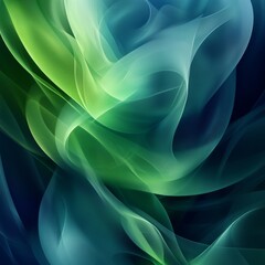 Poster - Abstract Flow: A dynamic interplay of green and blue hues creates a sense of movement and ethereal beauty within textured waves.