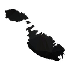 Wall Mural - Abstract Polygon - Low Poly Color Black Malta map. Vector Illustration eps10.	
