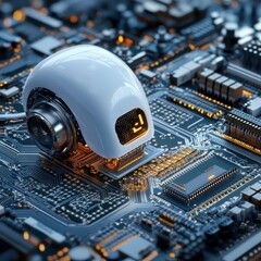 Poster - A robot is sitting on a circuit board