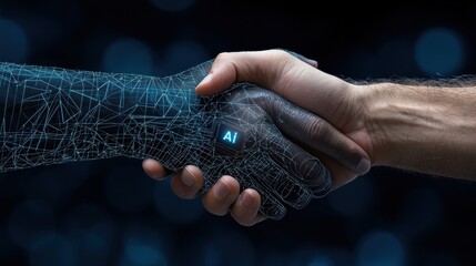Aufkleber - A hand is shaking another hand with the letters AI on it